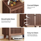 Furnny Walnut Slatted Door Shoe Cabinet 5/6-Tier Shoe Storage Shoe Rack