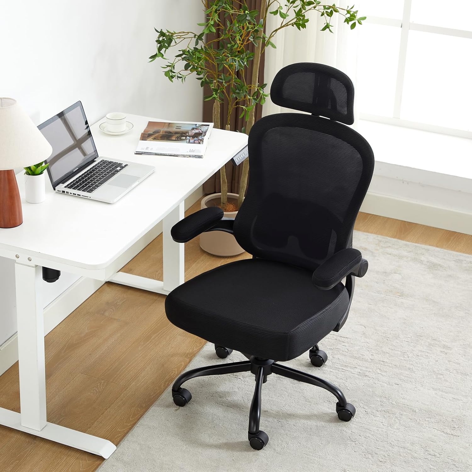 Furnny Ergonomic Office Chair,Ultra Thick Office Desk Chair with Adjustable Lumbar Support and Headrest