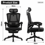 Furnny 8805 Ergonomic Office Chair with Footrest and 3-Level Adjustable Lumbar Support