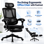 Furnny 8805 Ergonomic Office Chair with Footrest and 3-Level Adjustable Lumbar Support